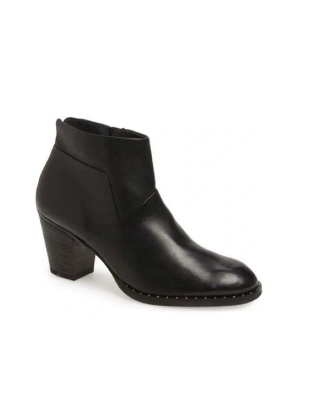Paul Green Kathy Black Leather Heeled Studded Ankle Boots Size 7